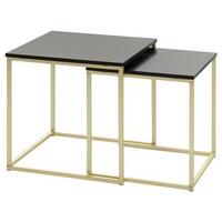 Satztisch "Cala", 2-er Set, schwarz - Goldfarben/Schwarz, Design, Holzwerkstoff/Metall (40/40/42cm) - MID.YOU