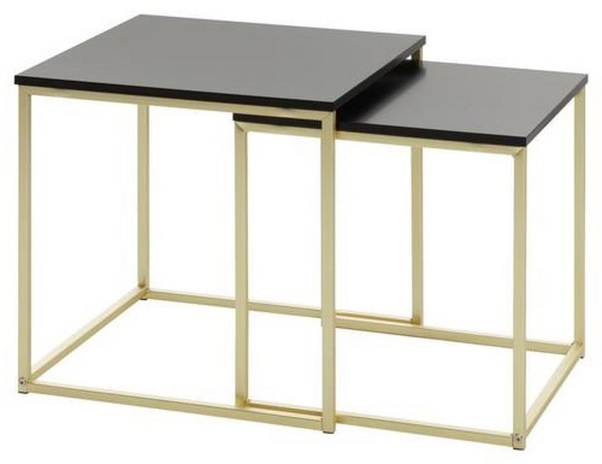 Satztisch "Cala", 2-er Set, schwarz - Goldfarben/Schwarz, Design, Holzwerkstoff/Metall (40/40/42cm) - MID.YOU