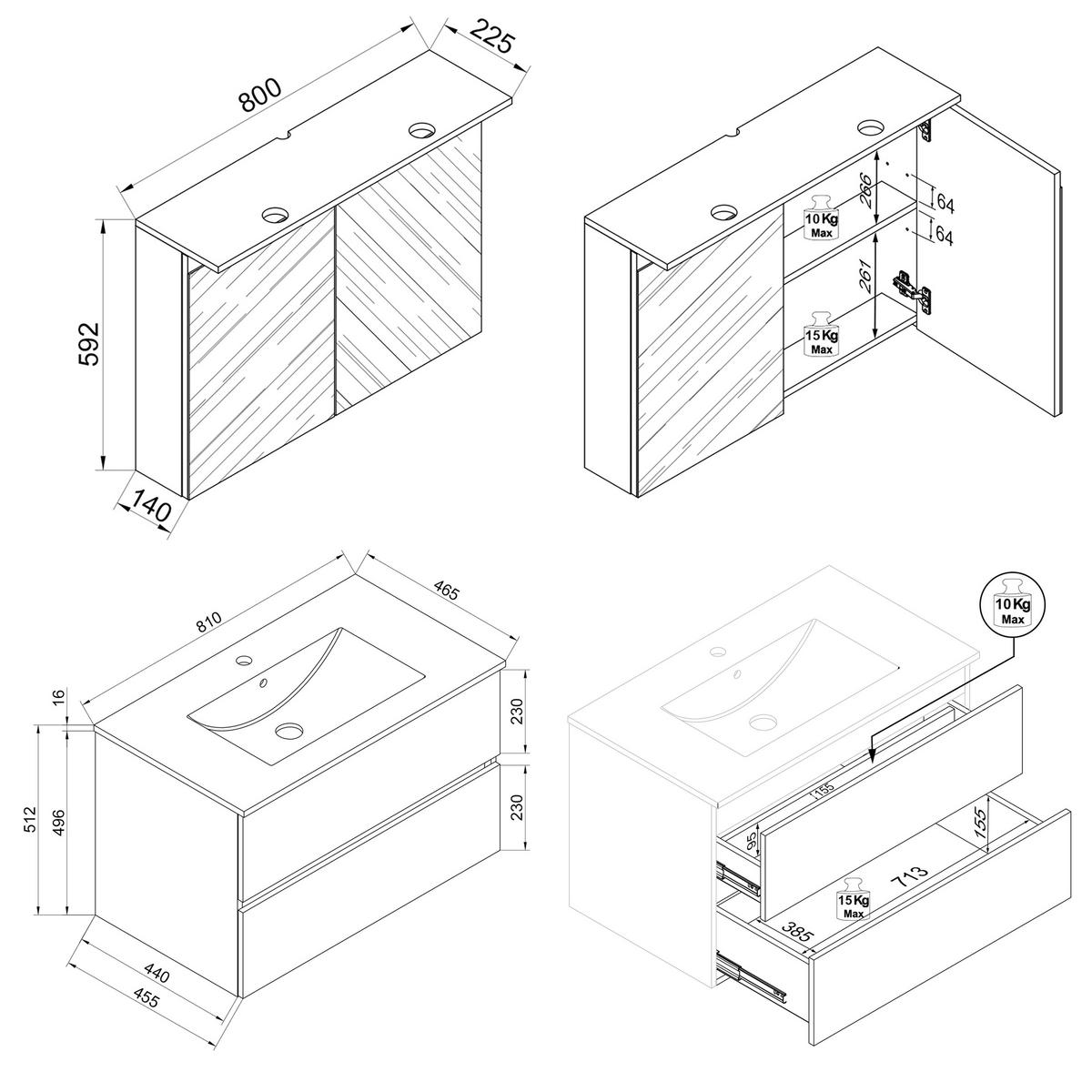 Badezimmer Cosila - Honigeiche/Weiss, Trend, Keramik/Holzwerkstoff (110cm) - MID.YOU