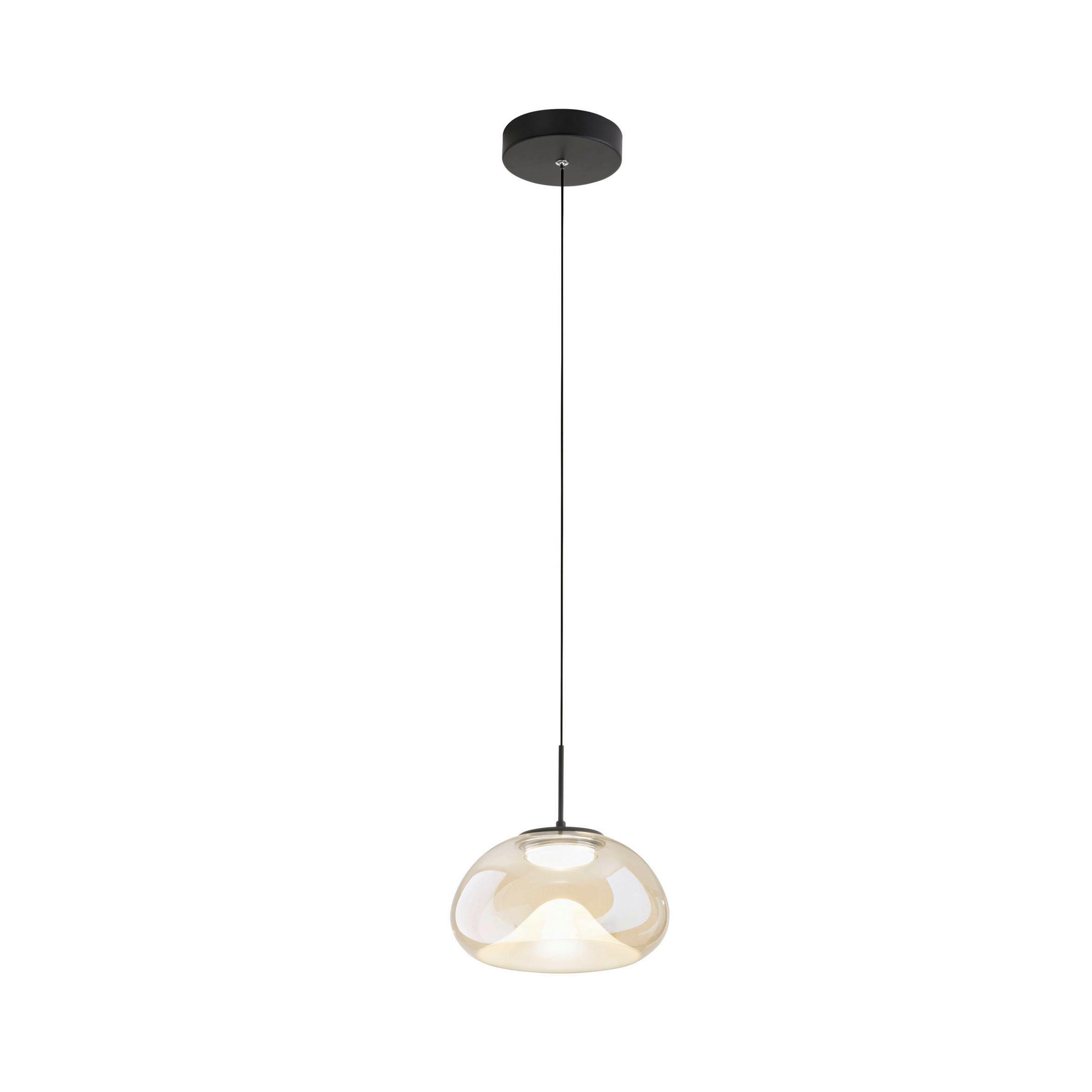 LAMPA ZWIESZANA LED 3755-41-365 BRENA 1FLG COGNAC - czarny/koniak, Design, metal/szkło (22/200cm) - Fabas Luce