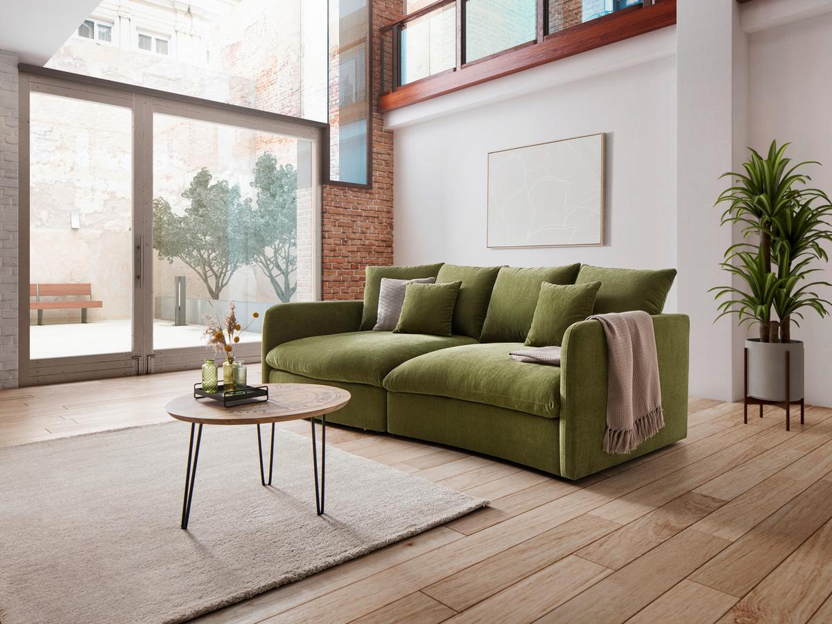 BIGSOFA ALABAMA - Dunkelgrün, MODERN, Holz/Holzwerkstoff (255/90/135cm) - Mömax