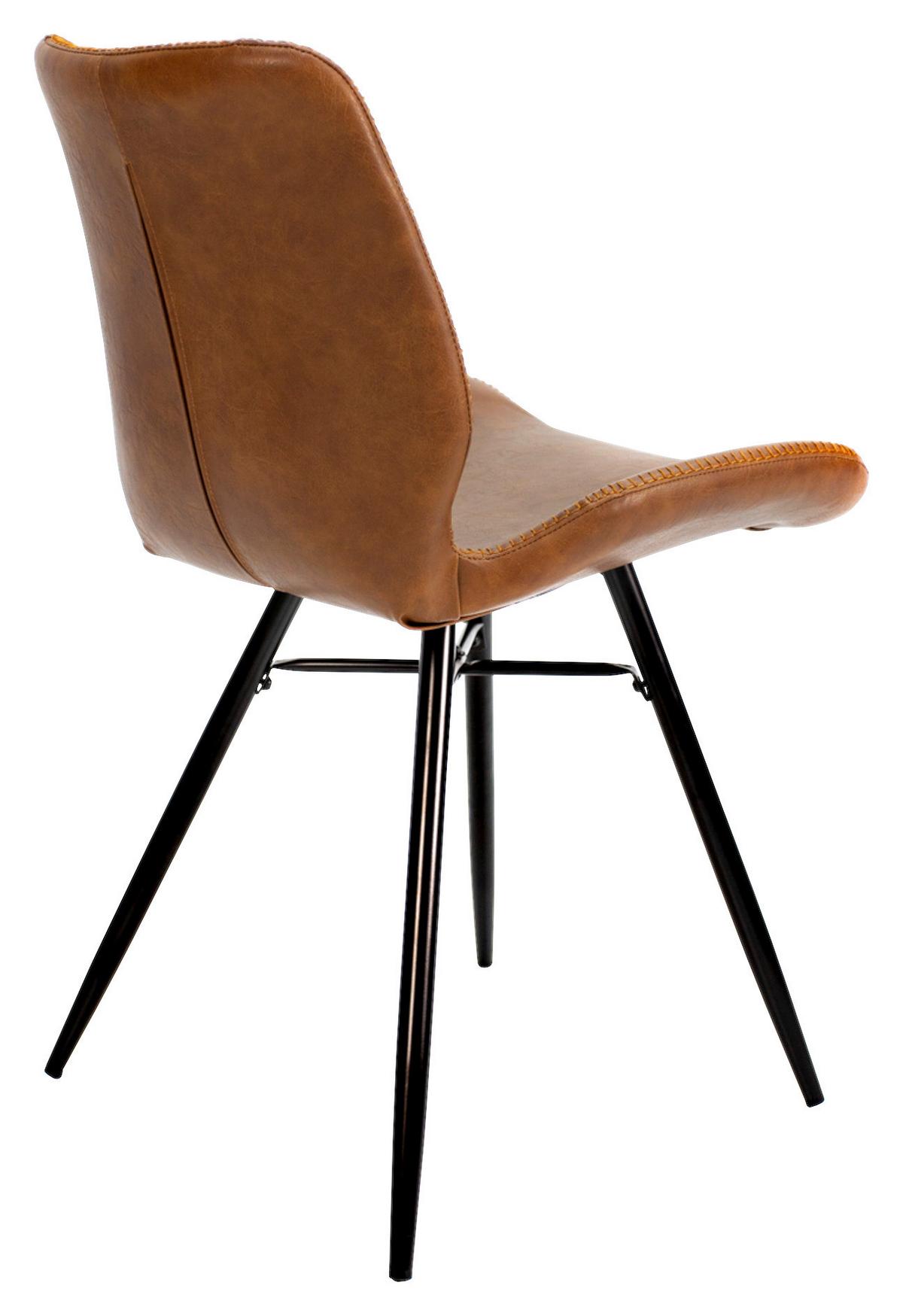 Stuhl-Set Barron 4er-Set ca. 47x82 cm Cognac - Cognac/Schwarz, KONVENTIONELL, Textil/Metall (47/82/55cm) - MID.YOU