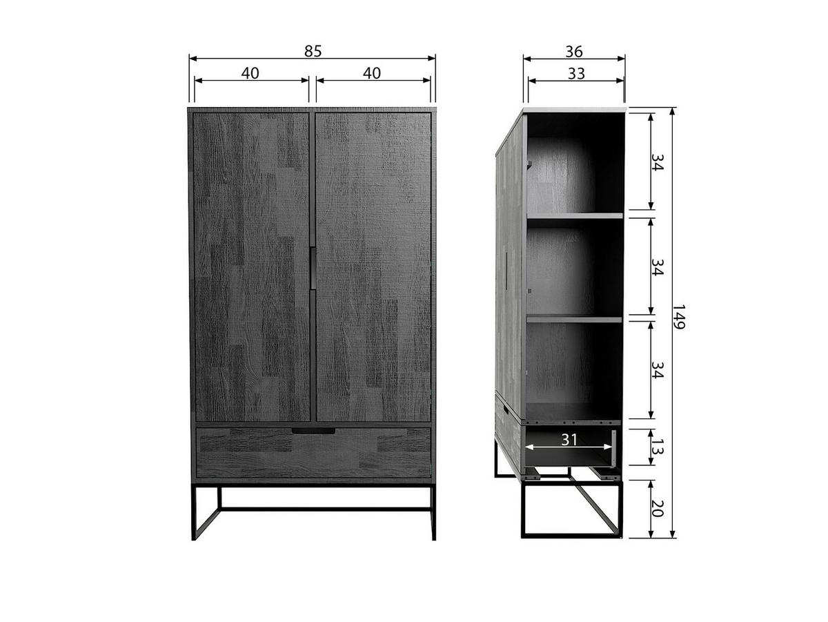 Mehrzweckschrank Silas Schwarz - Schwarz, Design, Holz/Metall (85/149/35,5cm) - Livetastic