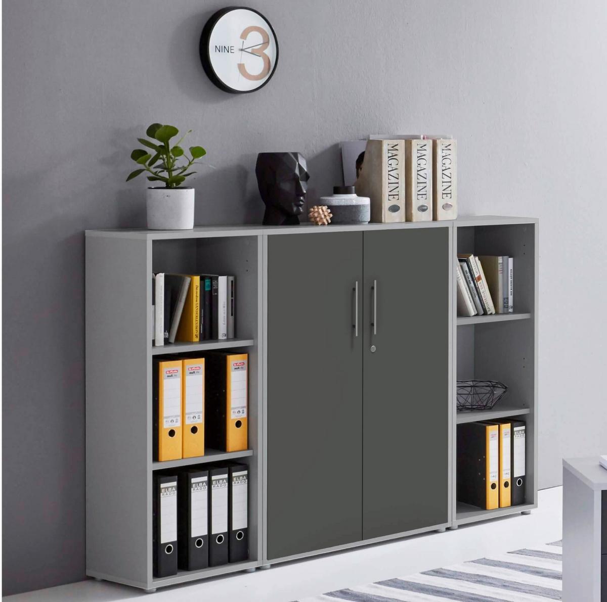 AKTENSCHRANK OFFICE EDITION - SW SET 2 - Anthrazit/Hellgrau, MODERN, Holzwerkstoff (172,6/113,6/33cm) - MID.YOU
