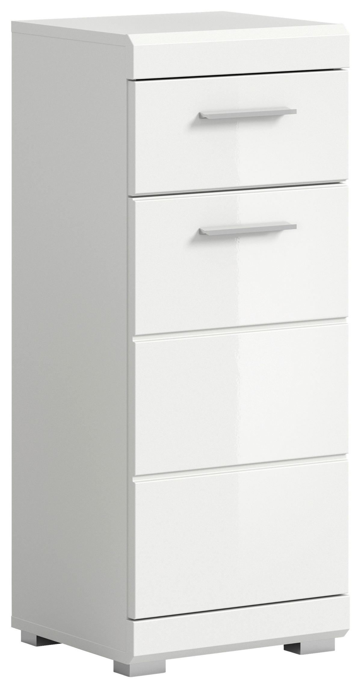 Unterschrank SCOUT Weiß Hochglanz ca. 37x88x31 cm - Weiß Hochglanz/Silberfarben, MODERN, Holzwerkstoff/Kunststoff (37/88/31cm) - MID.YOU