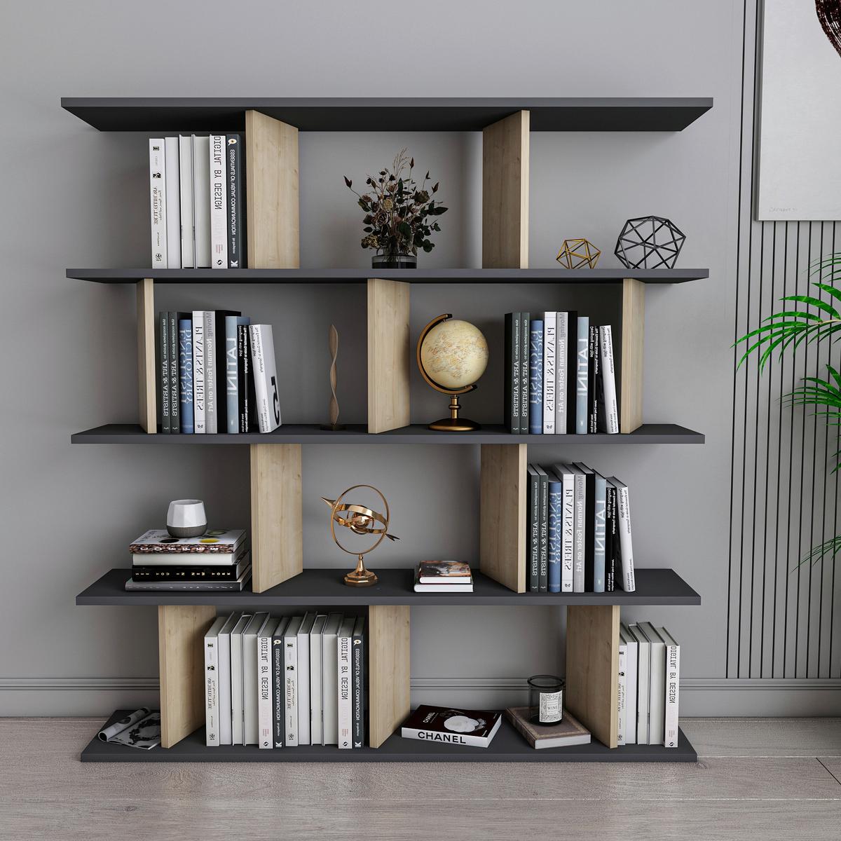 Standregal Jorin ca. 130x137 cm Schwarz/Eiche - Eichefarben/Schwarz, Design, Holzwerkstoff (130/137/25cm) - Livetastic