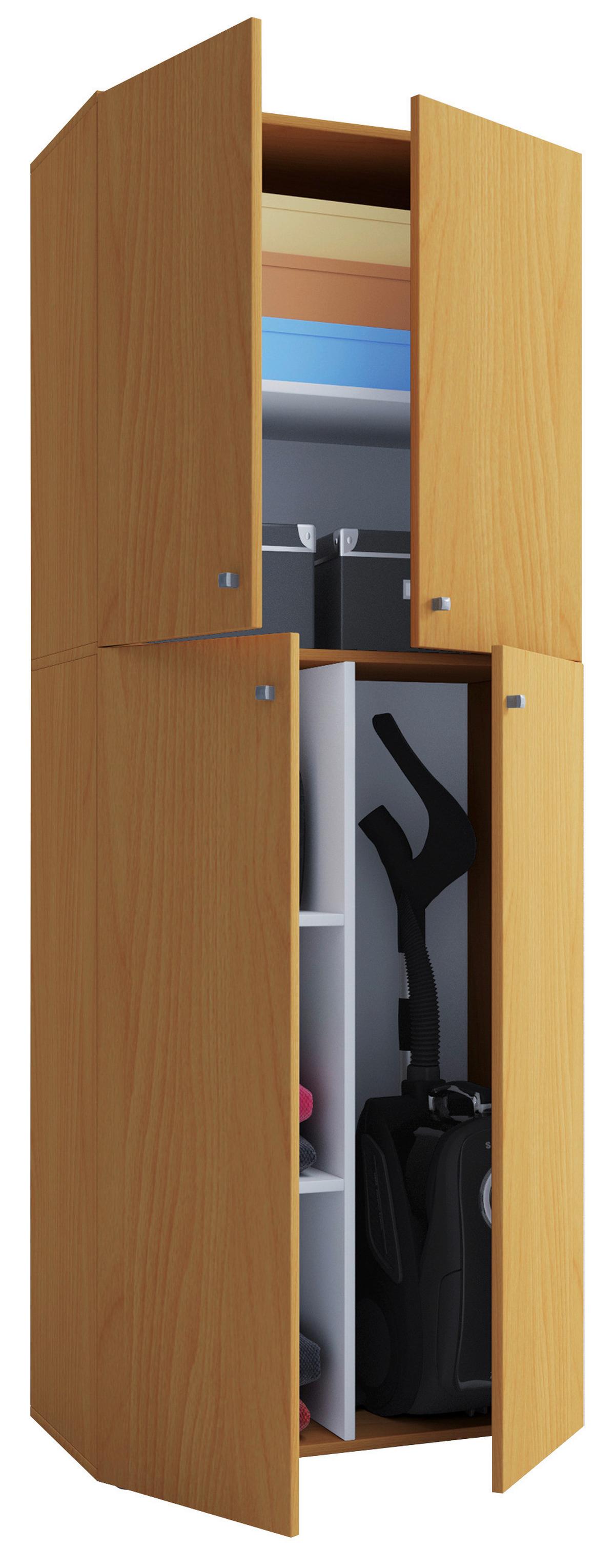 Mehrzweckschrank Lona ca.70x182x37cm Buchefarben - Buchefarben/Weiß, KONVENTIONELL, Holzwerkstoff (70/182/37cm) - MID.YOU