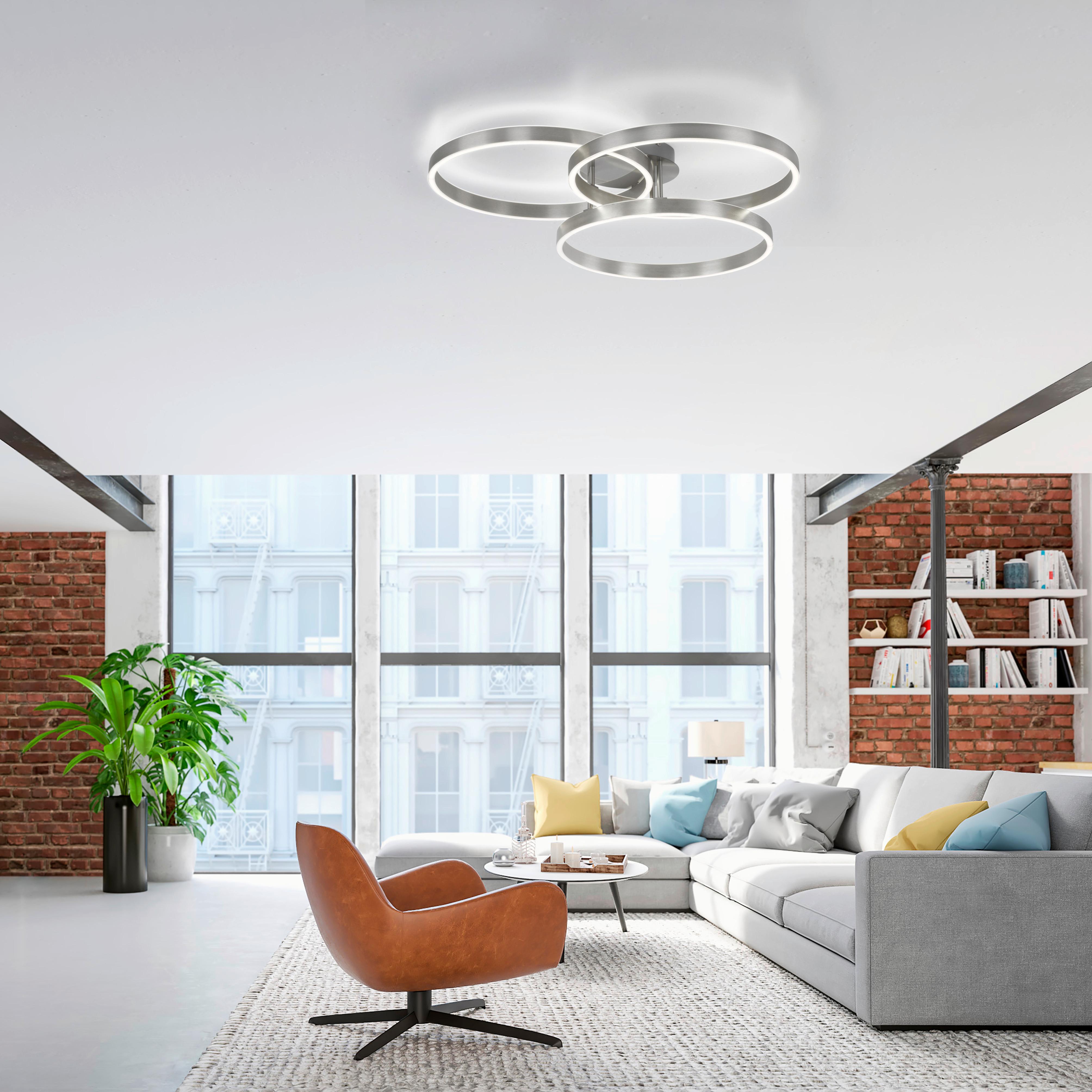 LAMPA SUFITOWA LED 6233-55 PAAN - kolor stalowy, Design, tworzywo sztuczne/metal (75/71,1/15,1cm) - Paul Neuhaus