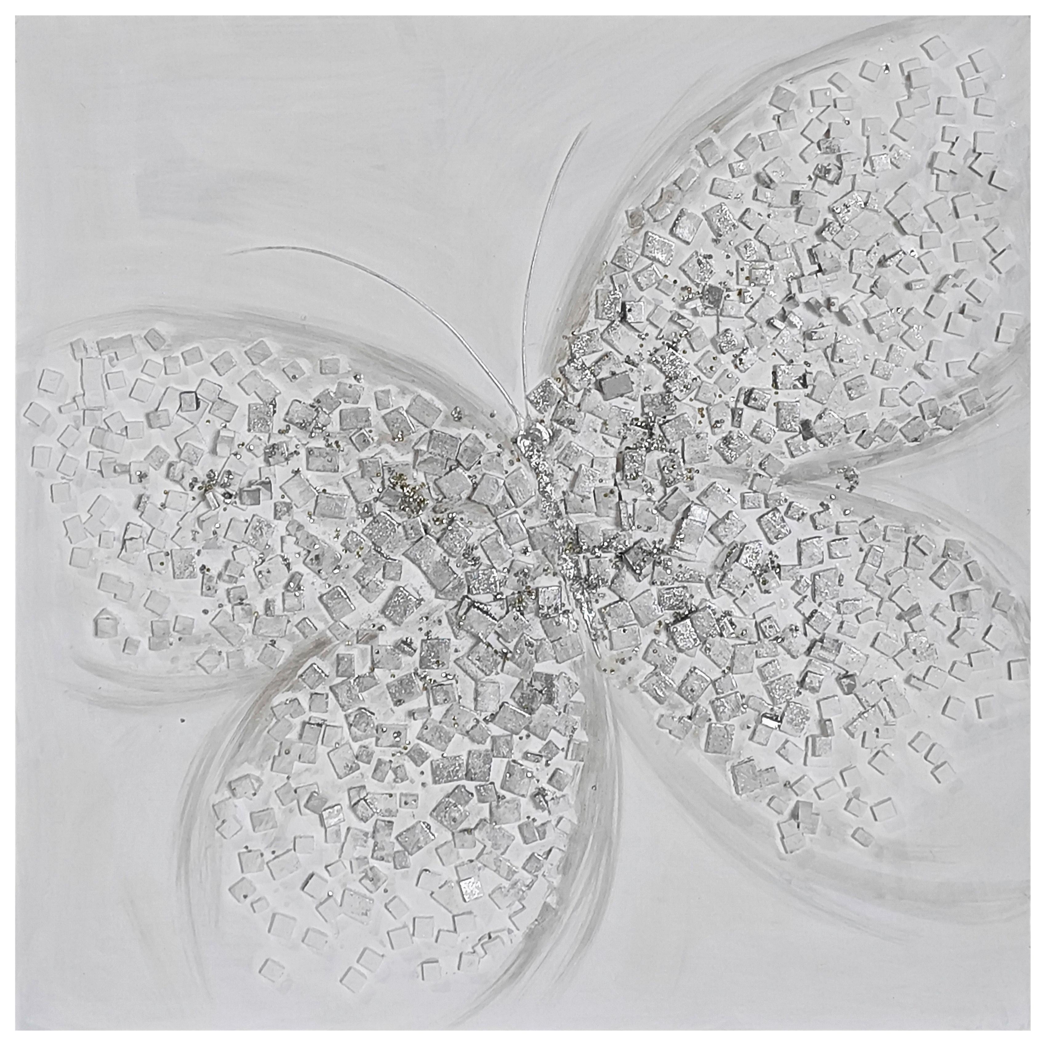 Slika Paipillon 80x80cm - bijela/siva, Moderno, drvo/tekstil (80/80/3cm) - Mömax