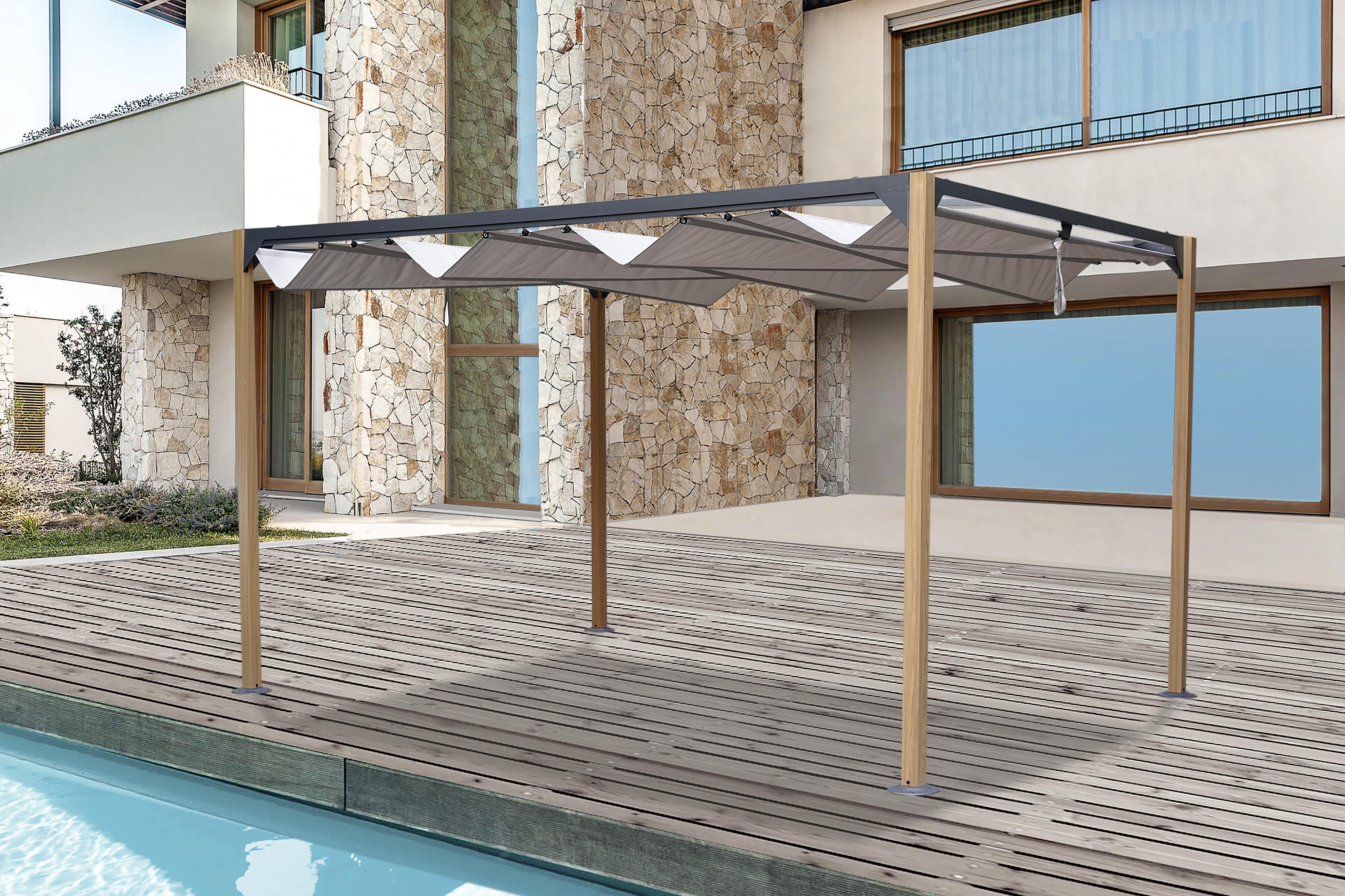 Pavillon Nerol in Grau/Walnussfarben - Grau, Modern, Textil (300/232/400cm) - Modern Living