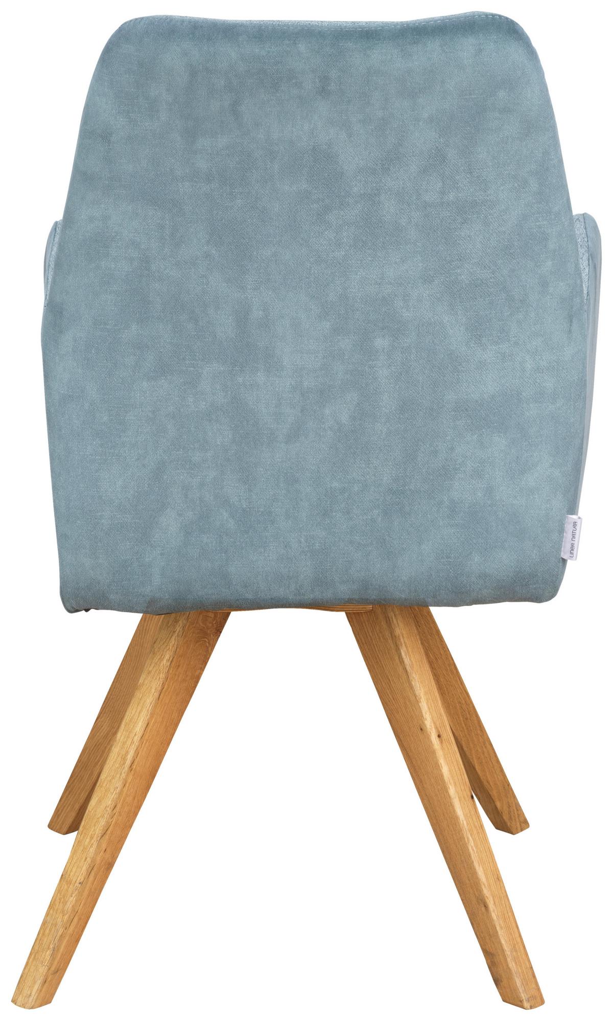 KRZESŁO Z PODŁOKIETNIKAMI VERONA - kolor dębowy/jadeitowa zieleń, Konventionell, drewno/tkanina (61/88/69cm) - Linea Natura