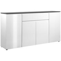 KOMODA SZEROKA BREST - biały wysoki połysk/kolor srebrny, Design, materiał drewnopochodny/tworzywo sztuczne (177,5/92/40cm) - Livetastic