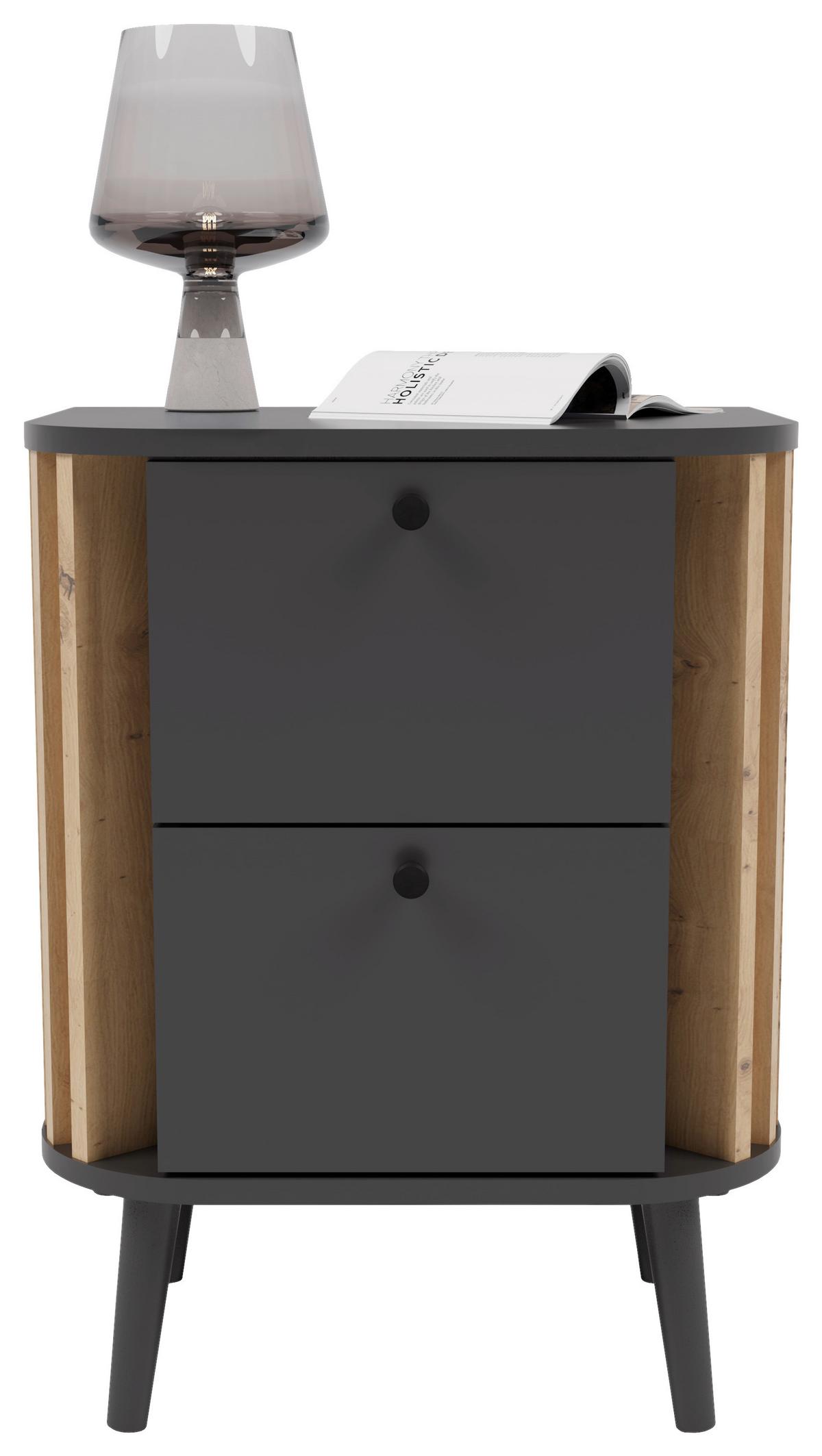 Nachtkästchen in Grau - Grau, Design, Holzwerkstoff (45/60/33cm) - Premium Living