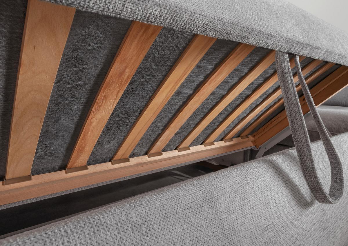 Wohnlandschaft Rigatti Silber Chenille mit Bettkasten - Silberfarben/Schwarz, MODERN, Textil/Metall (184/387/252cm) - Livetastic