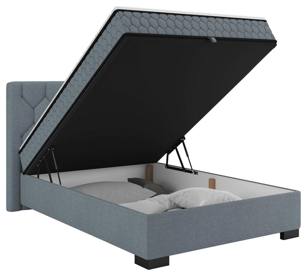 Boxbett Maya D Blau ca. 140x200cm - Blau/Schwarz, KONVENTIONELL, Holz/Holzwerkstoff (140/200cm) - Mömax