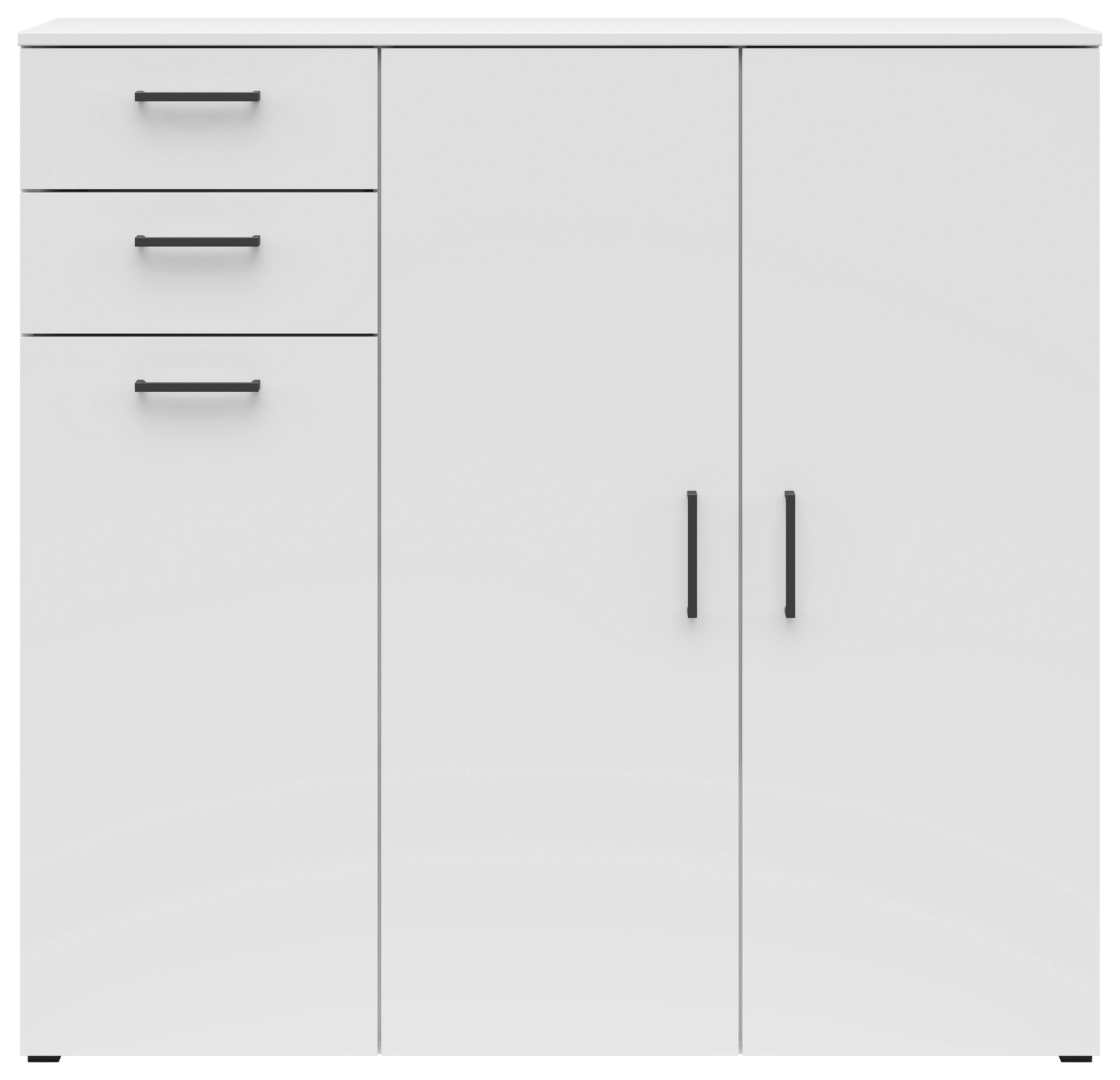 Kommode Multistauraum Weiß - Anthrazit/Schwarz, MODERN, Holzwerkstoff/Kunststoff (120/115/40cm) - Mömax