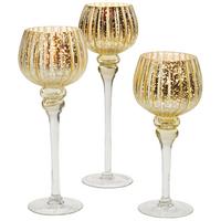 ZESTAW LATARENEK 10022119 - kolor złoty/przezroczysty, Trend, szkło (13/40cm)