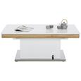 Couchtisch Weiß/Eichefarben - Edelstahlfarben/Eichefarben, MODERN, Holzwerkstoff/Metall (120/50-78,5/70-120cm) - Premium Living