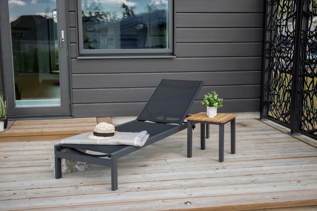 Sonnenliege Copacabana ca. 60x30x195 cm Schwarz - Schwarz, KONVENTIONELL, Metall (60/30/195cm) - Gardenson
