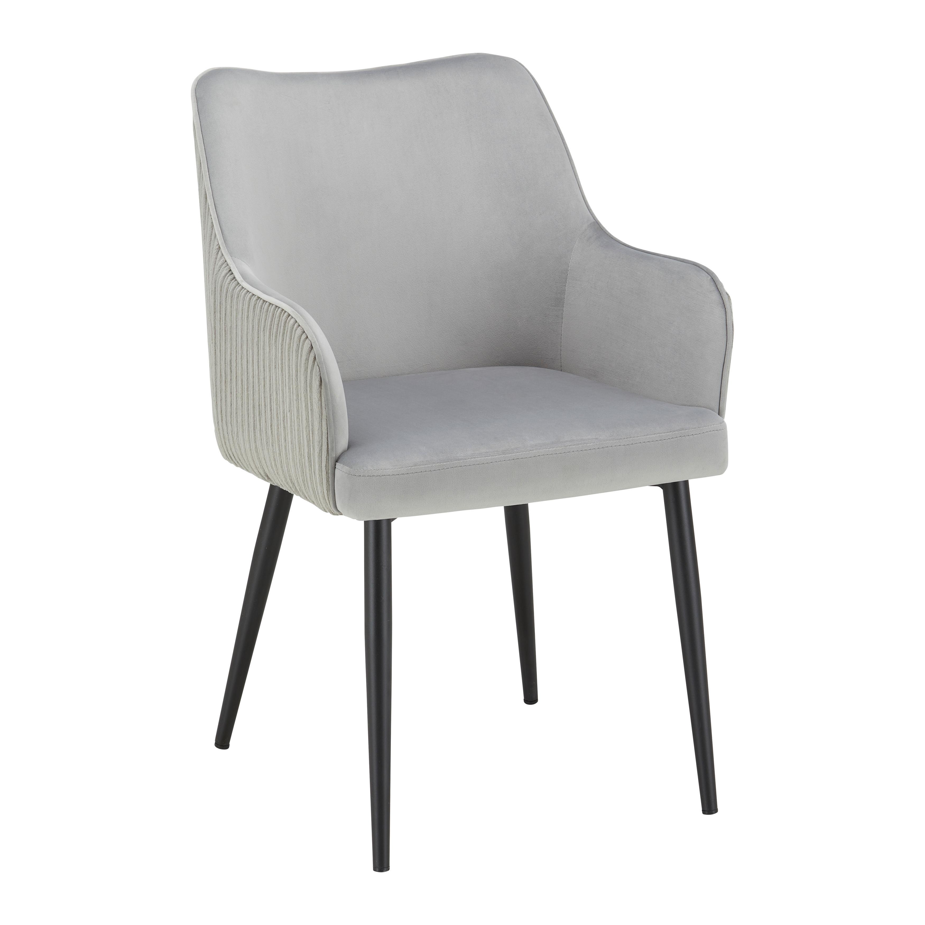 Naslanjač Caria, Svetlo Siva, Žamet - črna/svetlo siva, Moderno, kovina/tekstil (57/89/60cm) - Bessagi Home