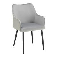 Naslanjač Caria, Svetlo Siva, Žamet - črna/svetlo siva, Moderno, kovina/tekstil (57/89/60cm) - Bessagi Home