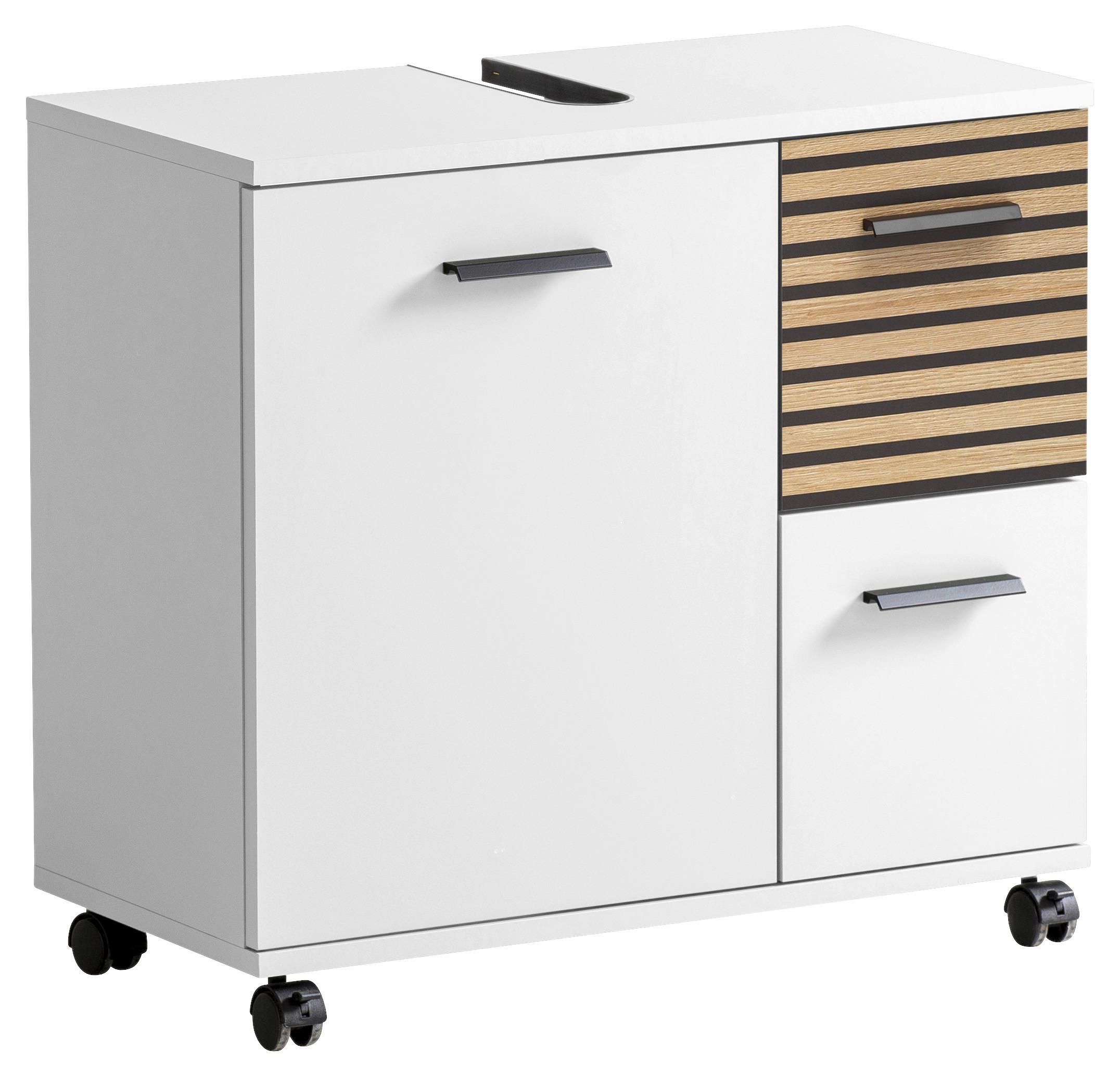 Omarica Za Pod Umivalnik Katta, Bela, Barva Hrasta - črna/barve hrasta, Moderno, kovina/umetna masa (65,1/60/32cm) - Stylife