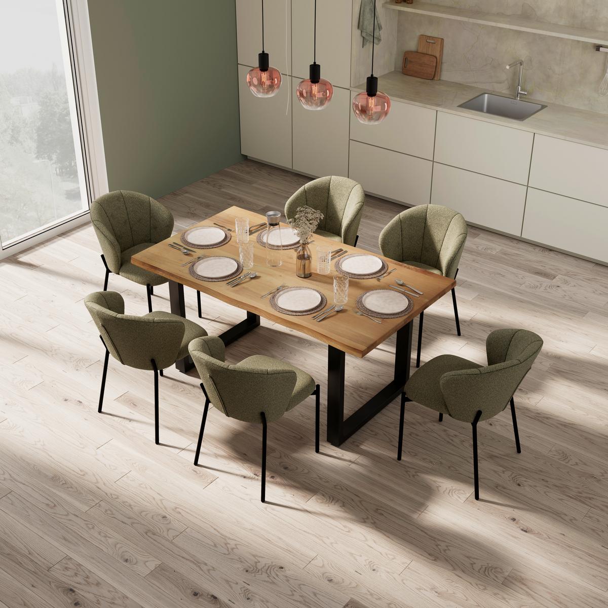 Esstisch Dan in Holz Eiche massiv ca. 160x90 cm - Eichefarben, MODERN, Holz/Metall (160/90/76cm) - Bessagi Home
