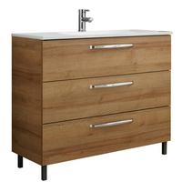 Mosdó Alsószekrény Luga - krómszínű/tölgyfa színű, Modern, faalapú anyag (100/77/43cm)