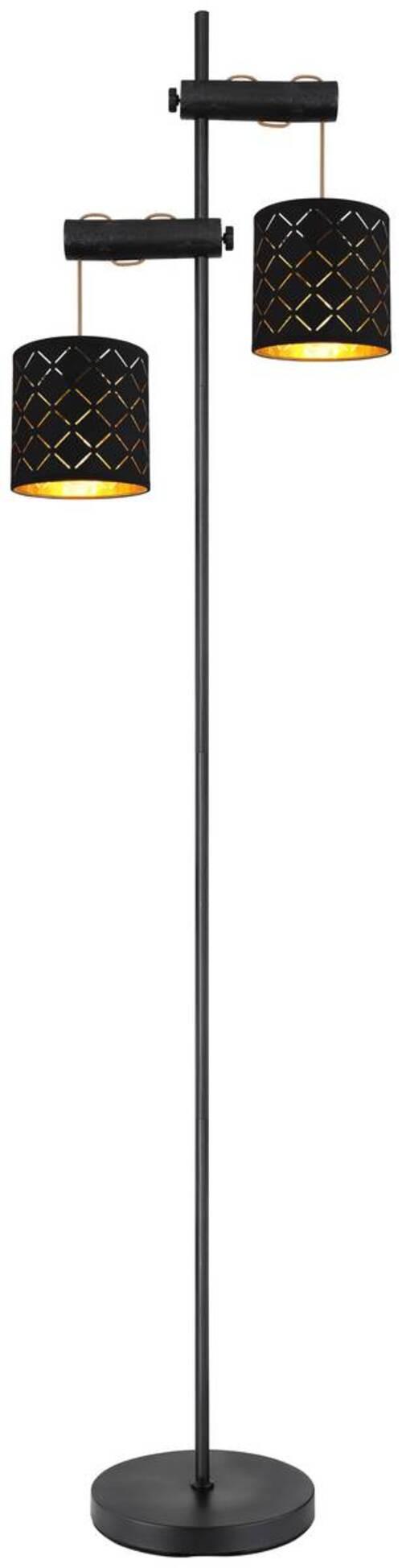 STEHLEUCHTE 15229BS L: 41 CM - Goldfarben/Schwarz, Basics, Holz/Textil (41/23/150cm) - Globo