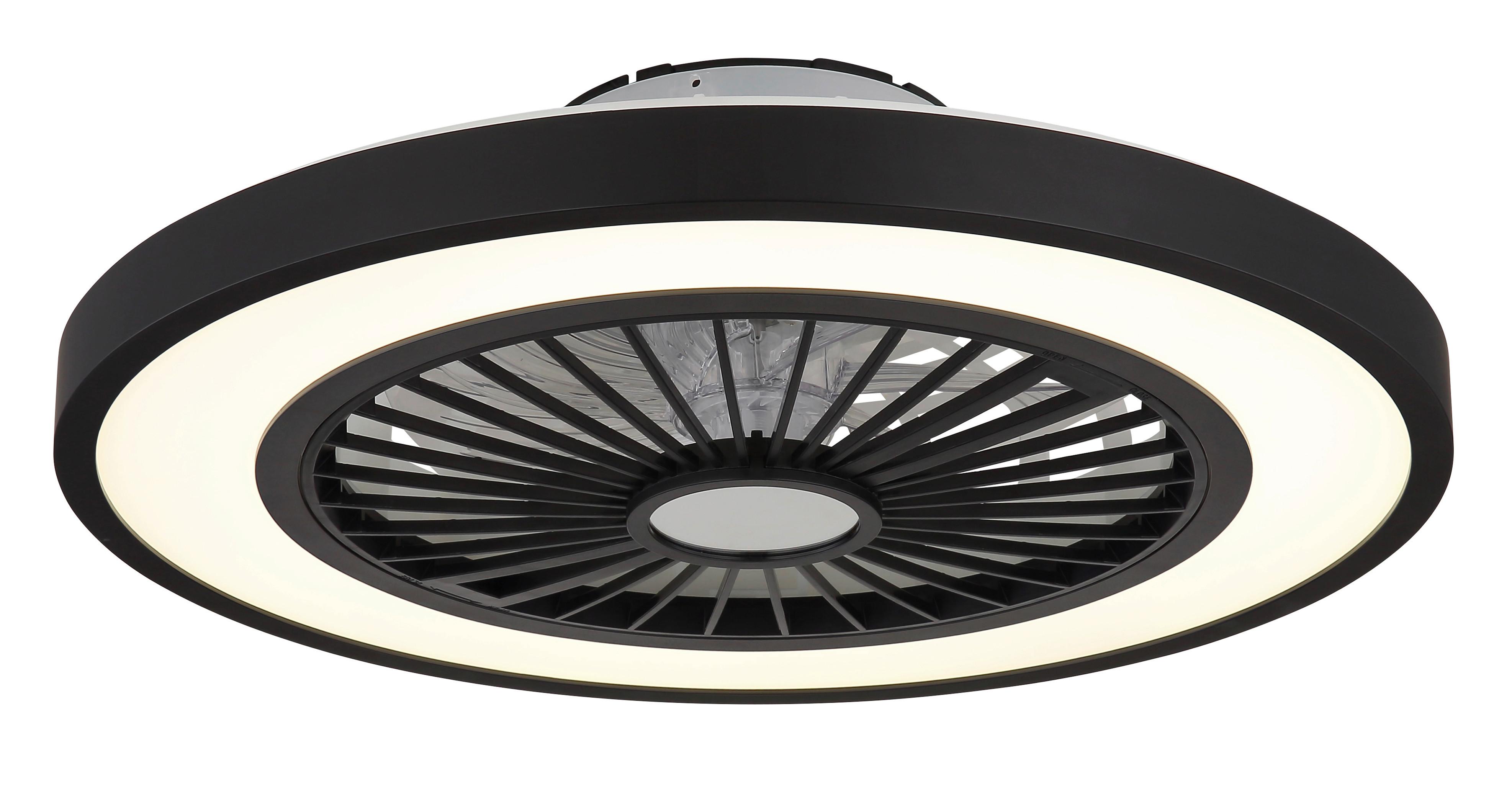 DECKENVENTILATOR 03653 - Transparent/Schwarz, Konventionell, Kunststoff/Metall (54/15,9cm) - Globo