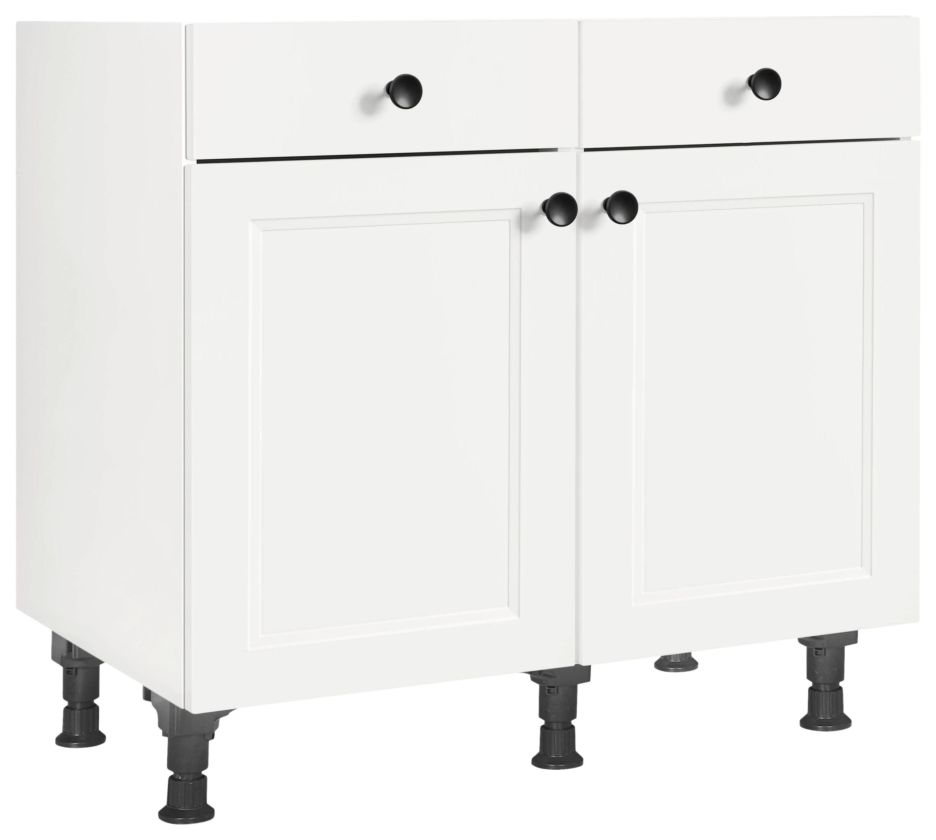 Schubkastenunterschrank Cascada Weiß - Schwarz/Weiß, MODERN, Holzwerkstoff/Metall (90/87/56cm) - Nobilia