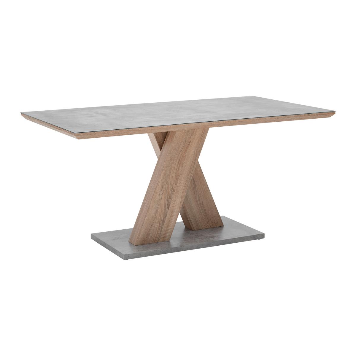 Esstisch Sanna Dunkelgrau MDF ca. 160x90 cm - Dunkelgrau/Eichefarben, MODERN, Glas/Holz (160/90/76cm) - Bessagi Home