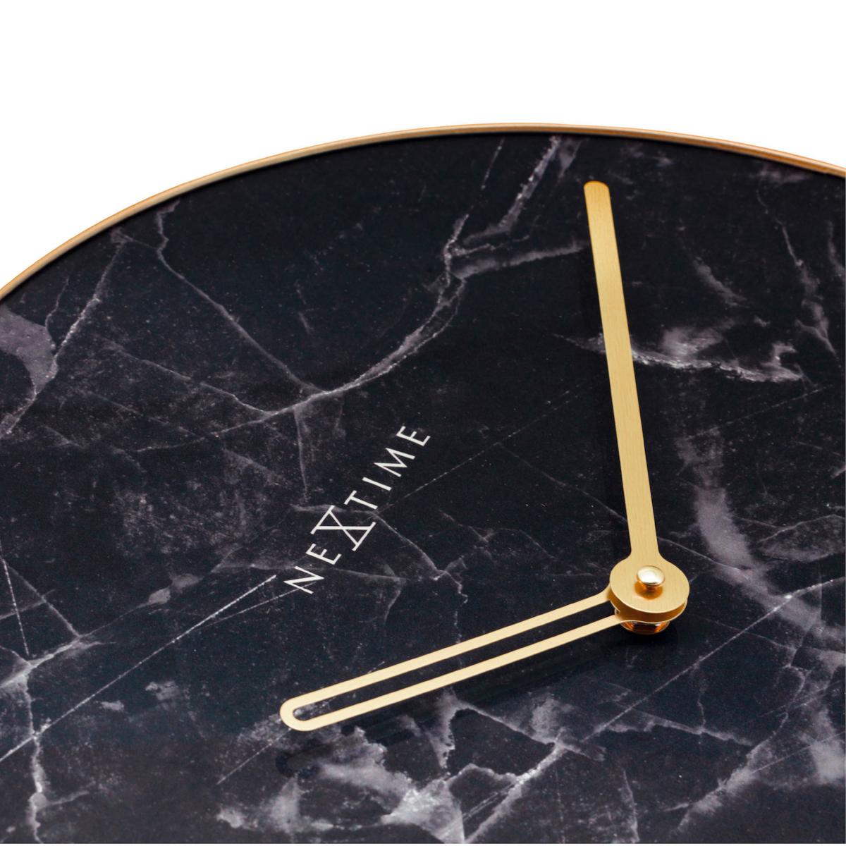 Wanduhr Marble Schwarz/Goldfarben - Goldfarben/Schwarz, Basics, Glas/Metall (40/40/3cm) - Nextime