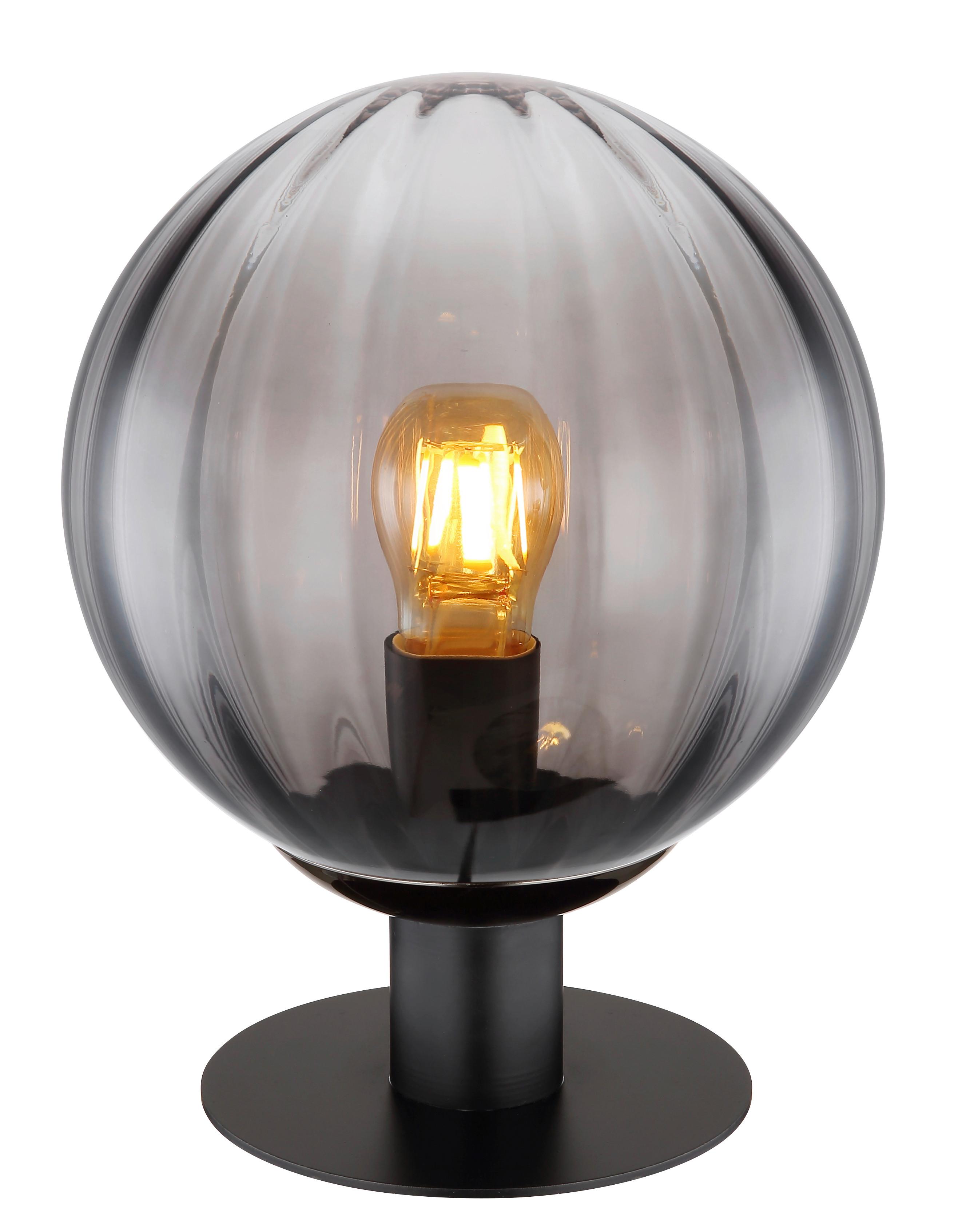 TISCHLEUCHTE 15216T - Klar/Schwarz, Design, Glas/Kunststoff (23/29,5cm) - Globo