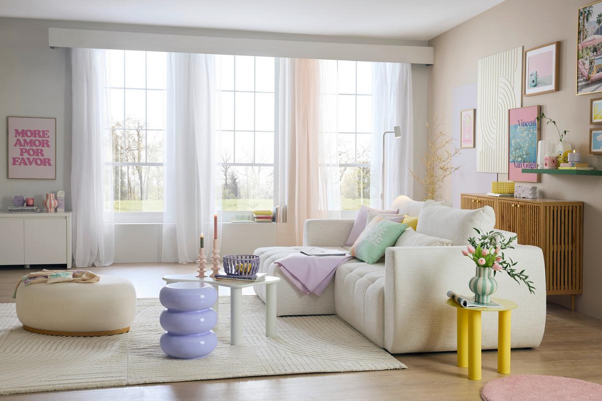 Schlafsofa Bologna Creme - Beige/Creme, Kunststoff/Textil (245/74-90/104cm) - Mömax