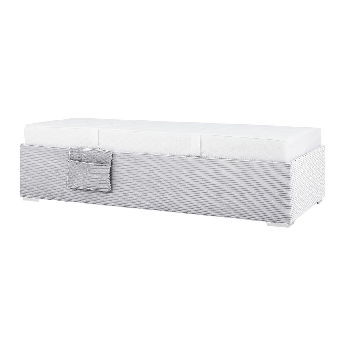 Bett Remi Hellgrau ca. 90x200cm - Chromfarben/Hellgrau, KONVENTIONELL, Holz/Kunststoff (90/200cm) - Mömax