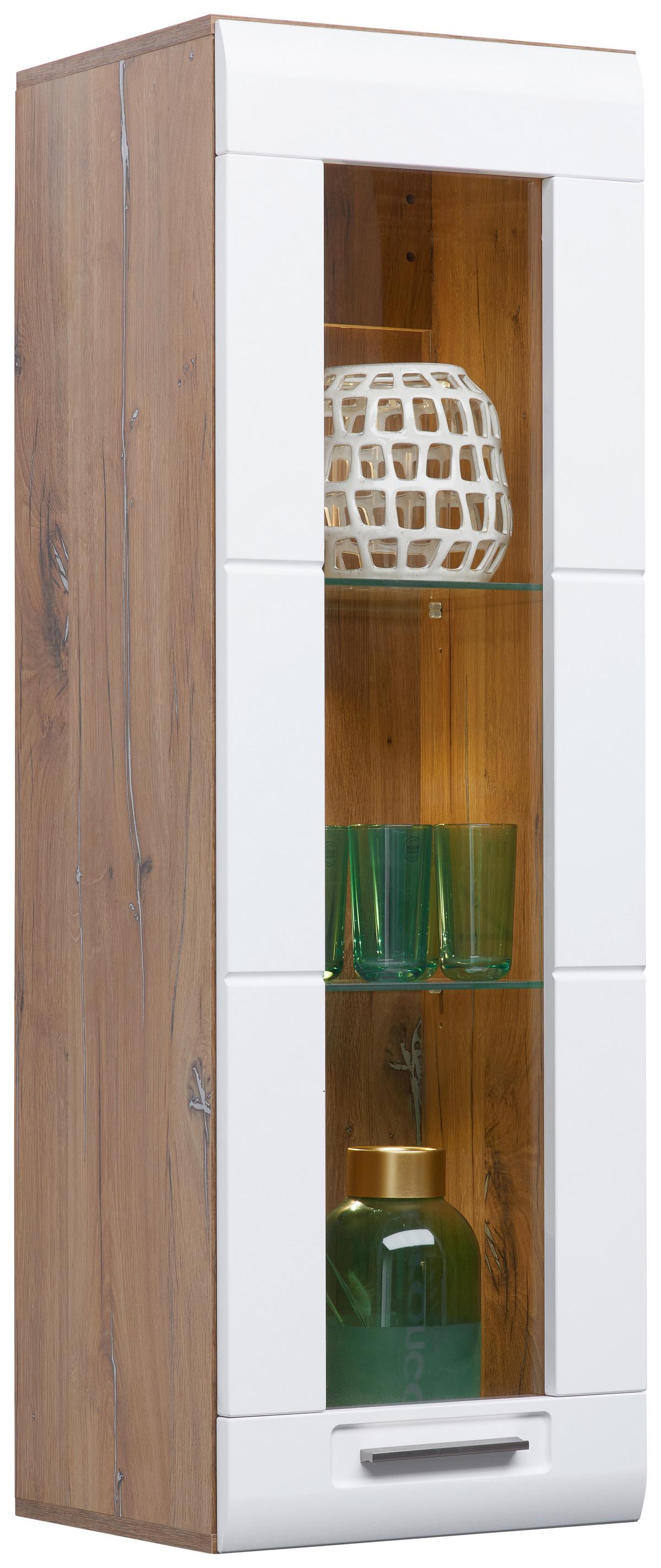 Viseća Vitrina Auris - bijela, Moderno, staklo/drvni materijal (40,3/123,4/37,1cm) - Modern Living
