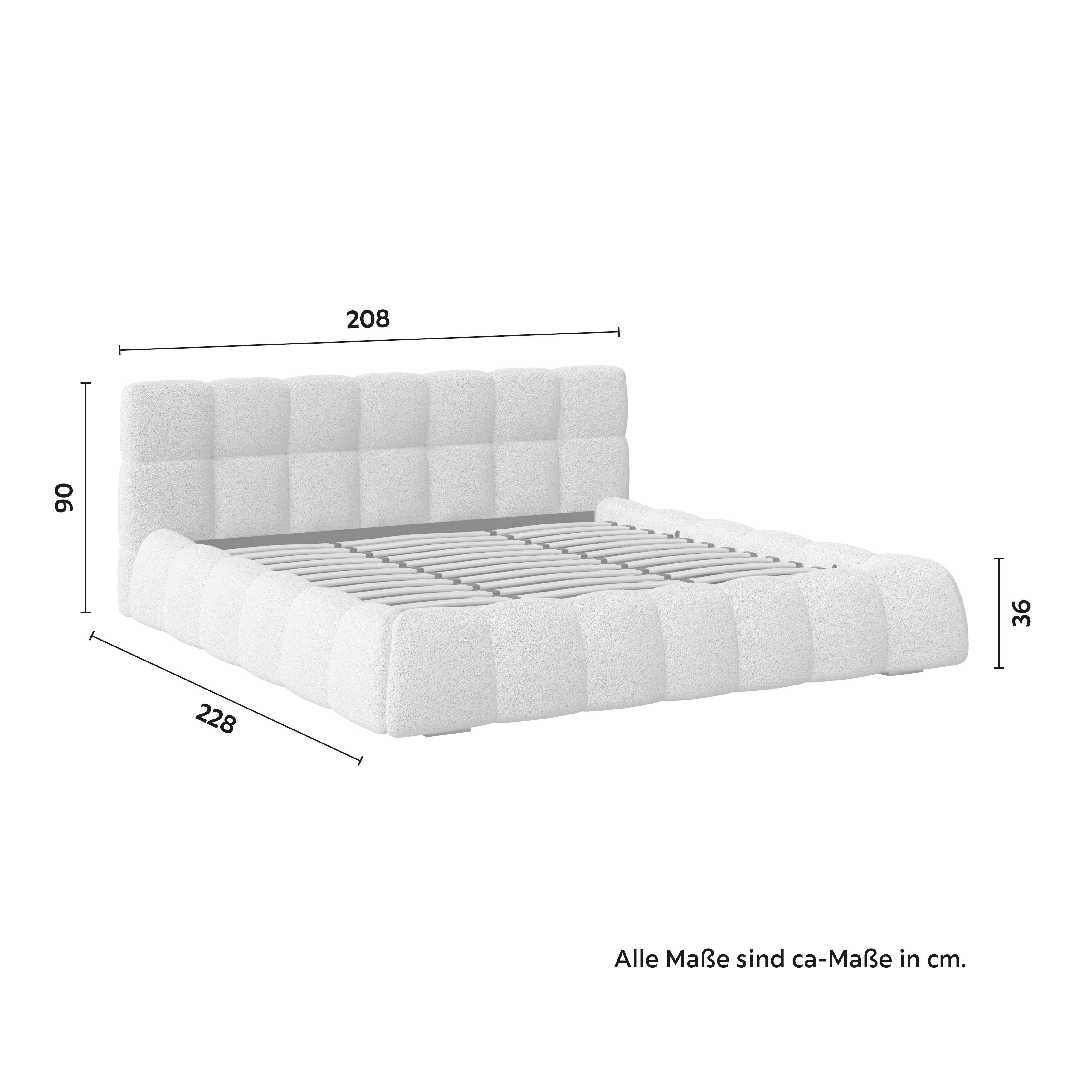 Lit Marija ca. 180x200 cm Braun - Edelstahlfarben/Naturfarben, Modern, Holz/Textil (180/200cm) - Bessagi Home