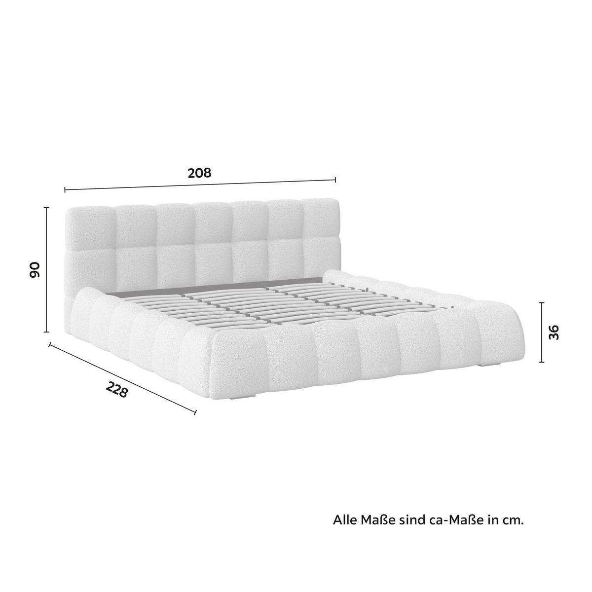 Pat tapițat Marija ca. 180x200 cm Braun - maro/culoare natur, Modern, lemn/metal (180/200cm) - Bessagi Home