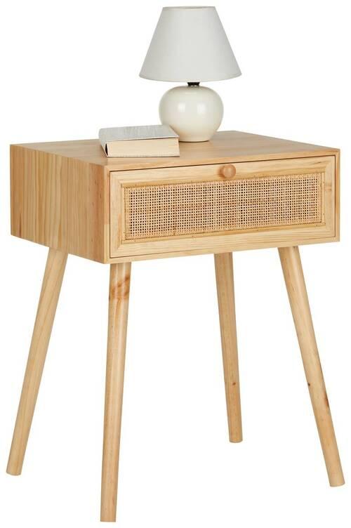 Nachtkästchen aus Rattan/Esche - Naturfarben, LIFESTYLE, Holz/Holzwerkstoff (45/58/35cm)