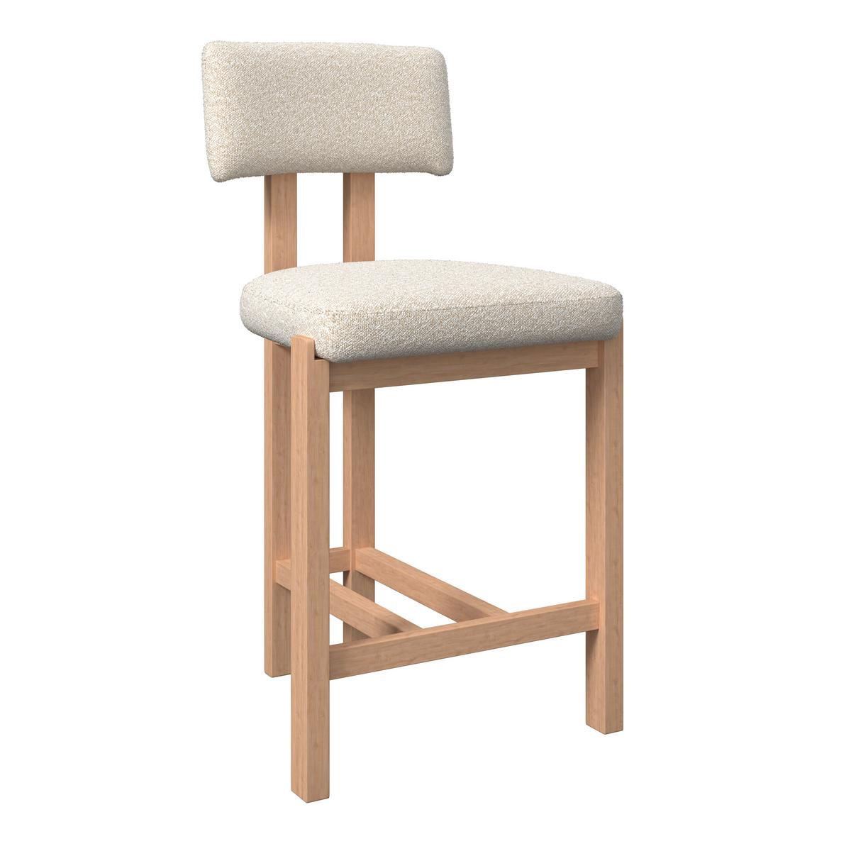 Barhocker Jonna Creme Bouclé Gepolstert - Creme/Naturfarben, MODERN, Holz/Textil (51/102/54cm) - Bessagi Home