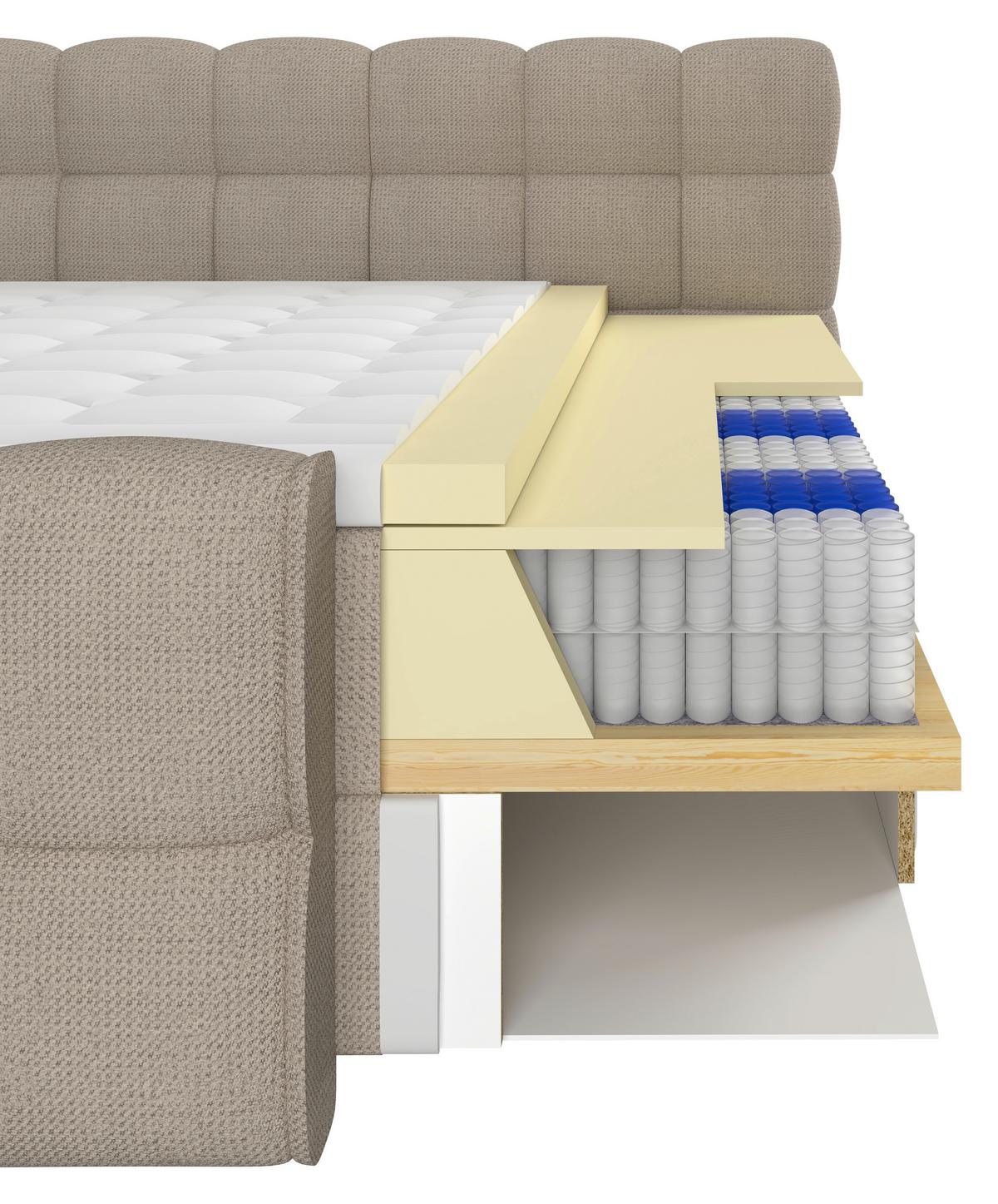 Boxspring Krevet Brisbane - bež/crna, Trend, drvni materijal/drvo (120/220cm) - Premium Living
