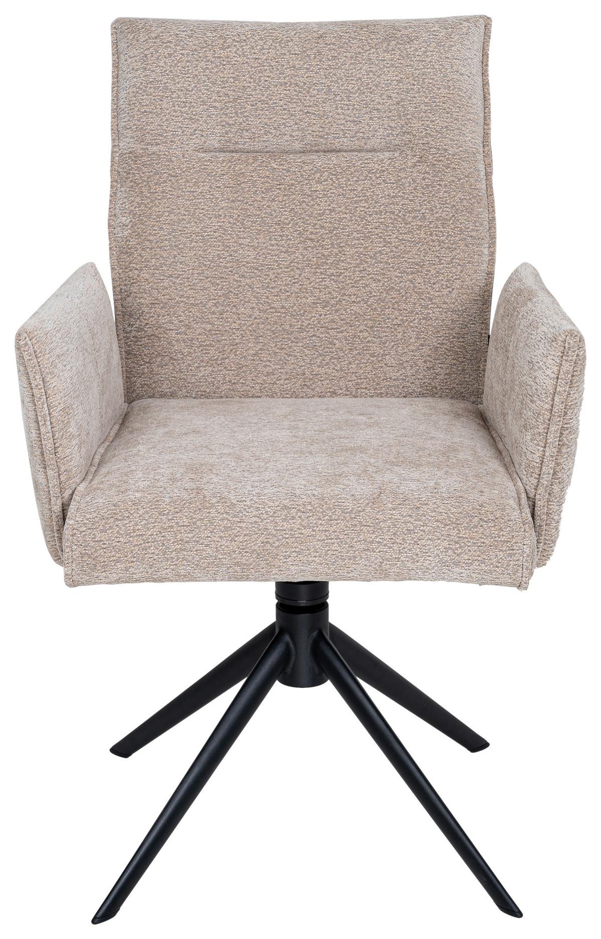 KRZESŁO Z PODŁOKIETNIKAMI MARIANNE -EXKLUSIV- - czarny/taupe, Design, metal/tkanina (58/91/58,5cm) - Valnatura