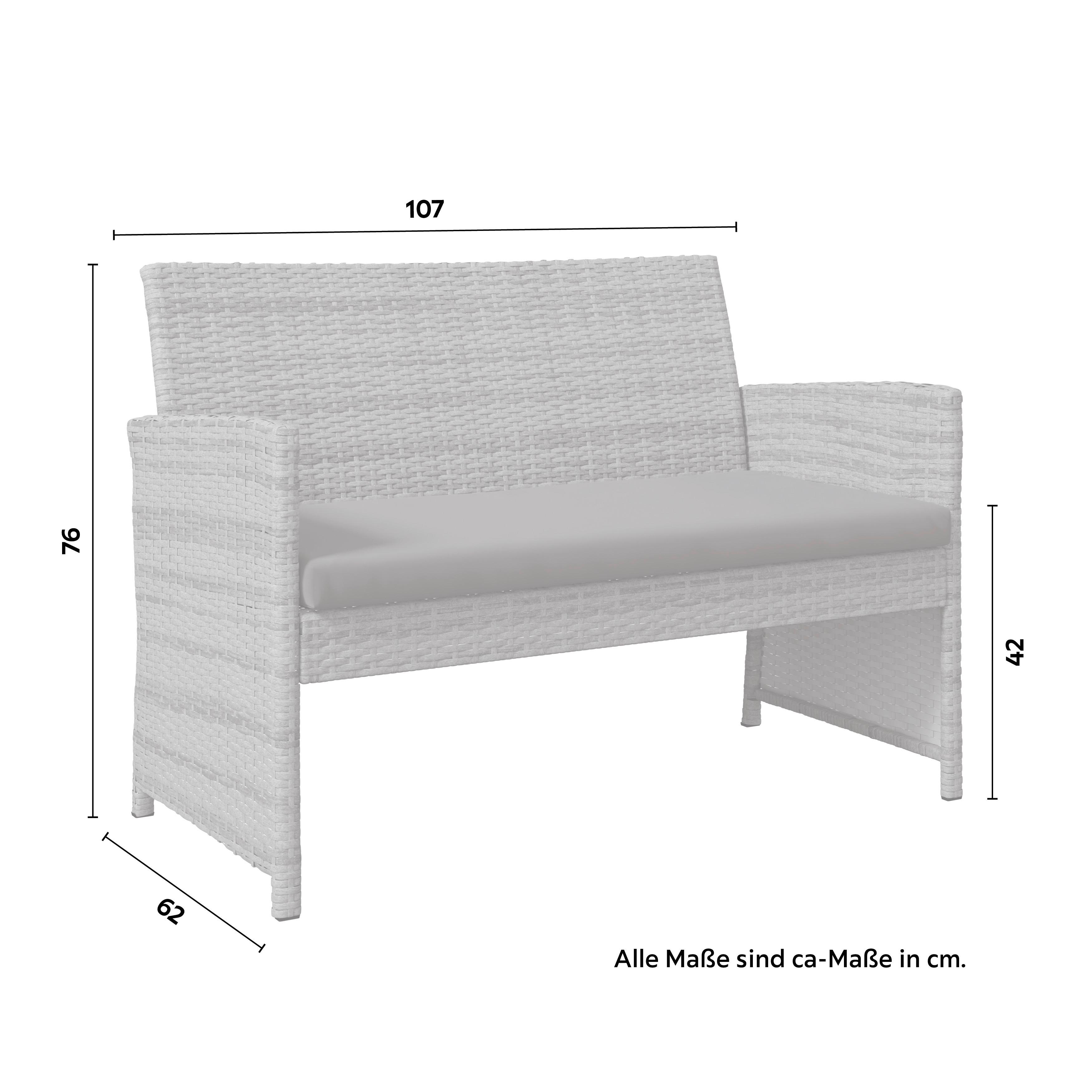 UTEMÖBLER SET MICHELLE 2 - klar/ljusgrå, Basics, metall/glas (62/107/76cm)
