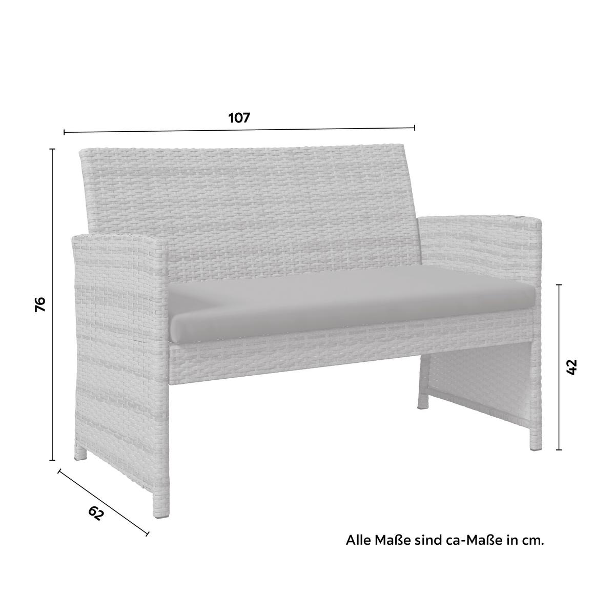 Vrtna Garnitura Michelle 2, Antracit, 4-Delno - antracit/svetlo siva, Basics, kovina/umetna masa (62/107/76cm)