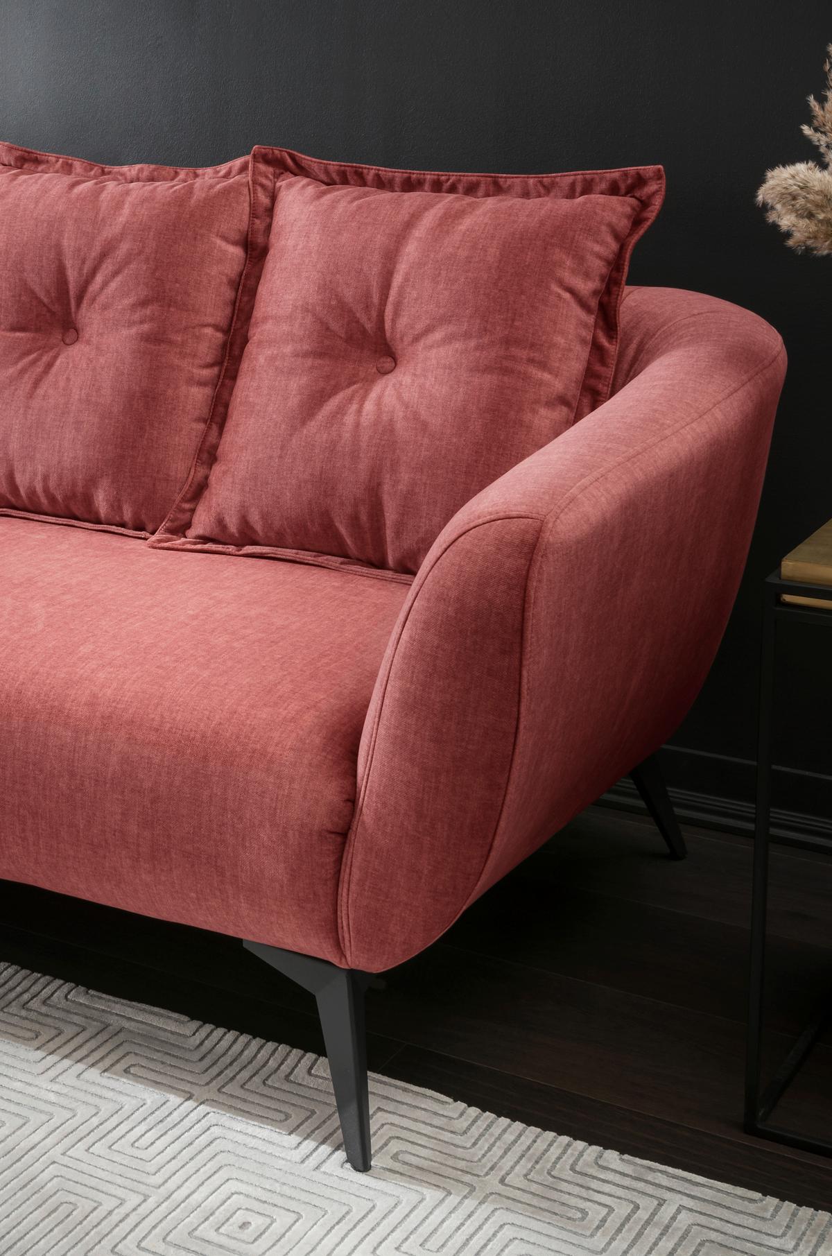 3-Sitzer-Sofa Baggio Koralle Velours - Koralle/Schwarz, MODERN, Holz/Textil (236/94/103cm) - Livetastic