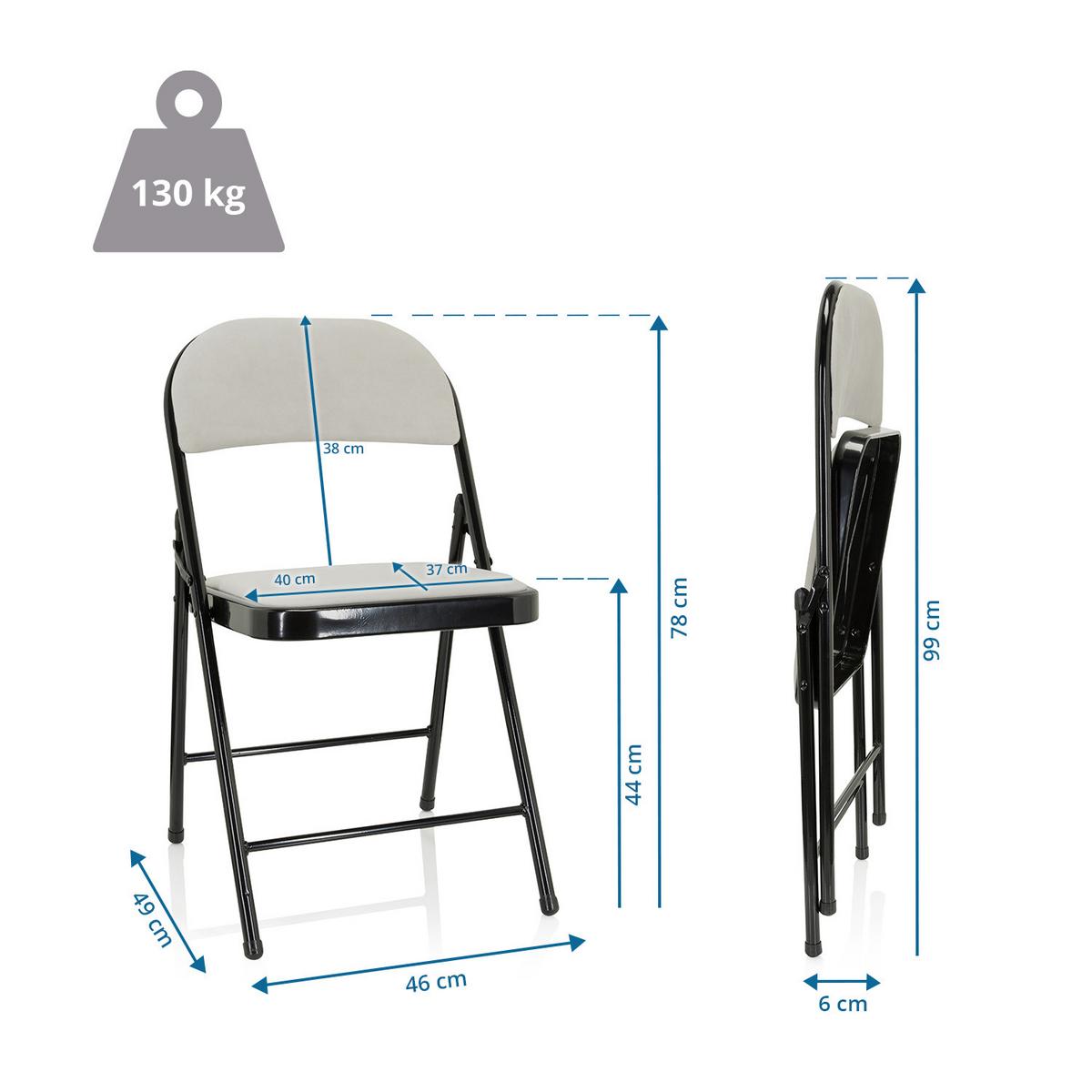 Zložljiv Stol Tudela I, Bela - črna/bela, Basics, kovina/tekstil (44/80/49cm) - MID.YOU