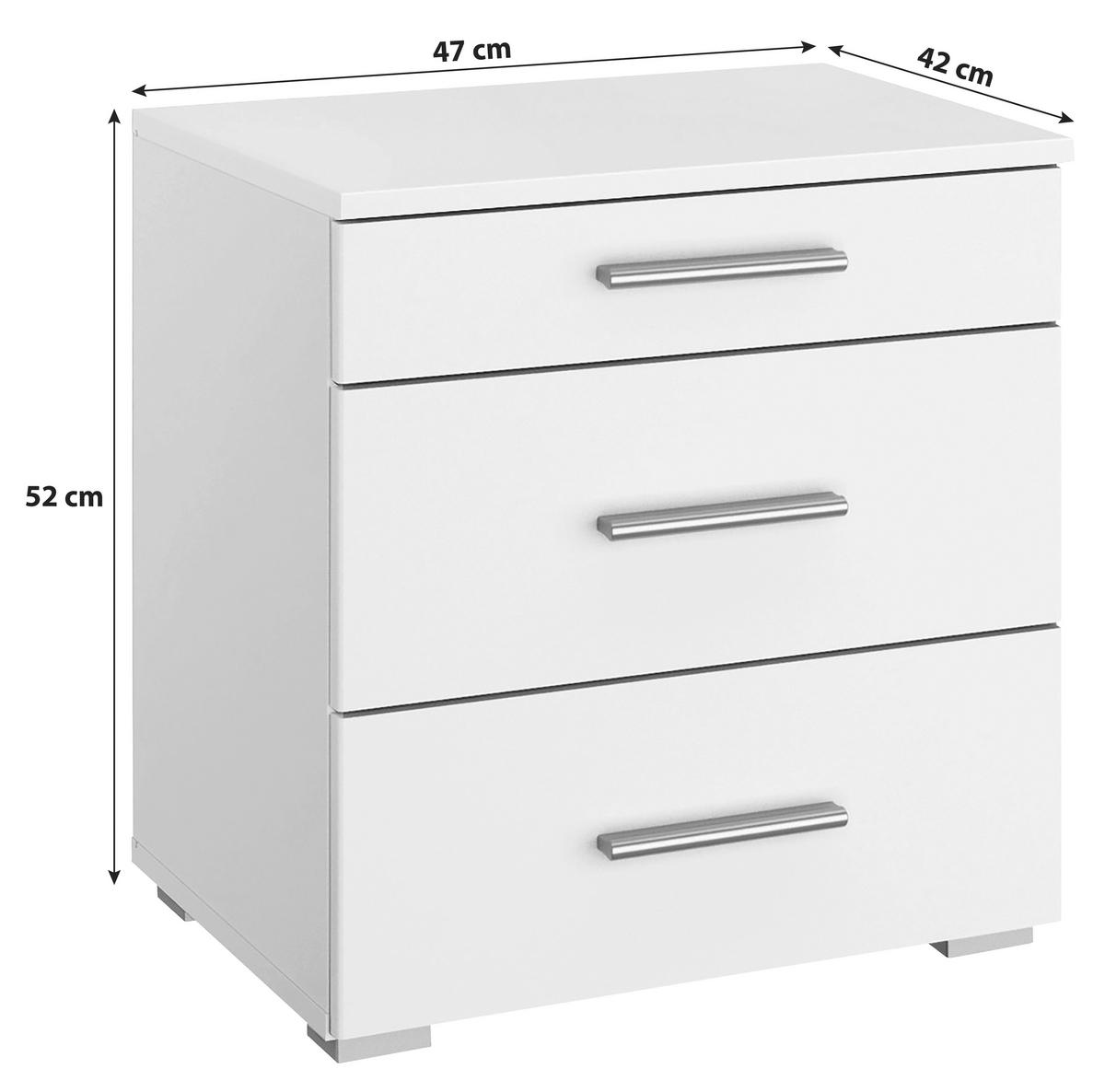 SZAFKA NOCNA SCALA - biały/kolor aluminiowy, Konventionell, materiał drewnopochodny/tworzywo sztuczne (47/52/42cm) - Rauch Möbel