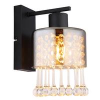 Wandleuchte Hendry Klar/Schwarz max. 15 Watt - Klar/Schwarz, KONVENTIONELL, Glas/Kunststoff (15/19,3/25,5cm) - Globo