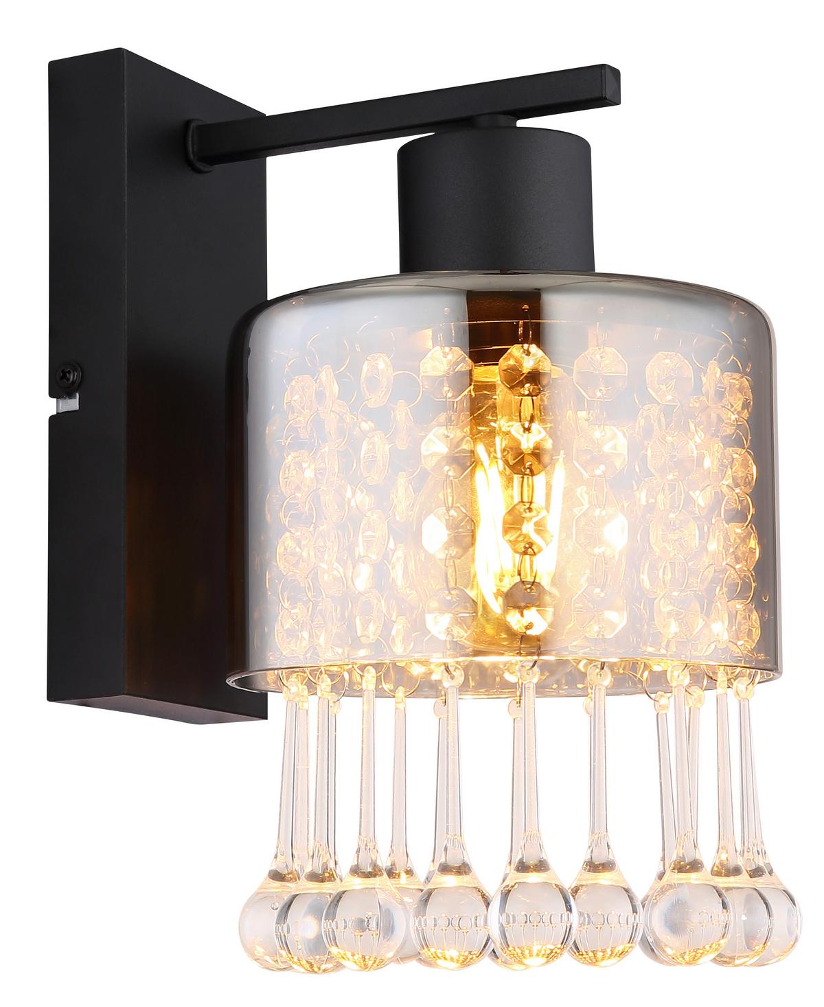 Wandleuchte Hendry Klar/Schwarz max. 15 Watt - Klar/Schwarz, KONVENTIONELL, Glas/Kunststoff (15/19,3/25,5cm) - Globo